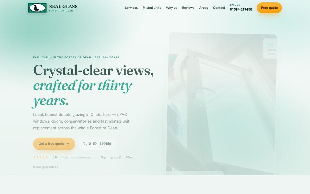 Seal Glass Ltd website designed by Graith Internet