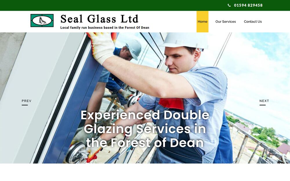 Seal Glass old website — dated brochure design